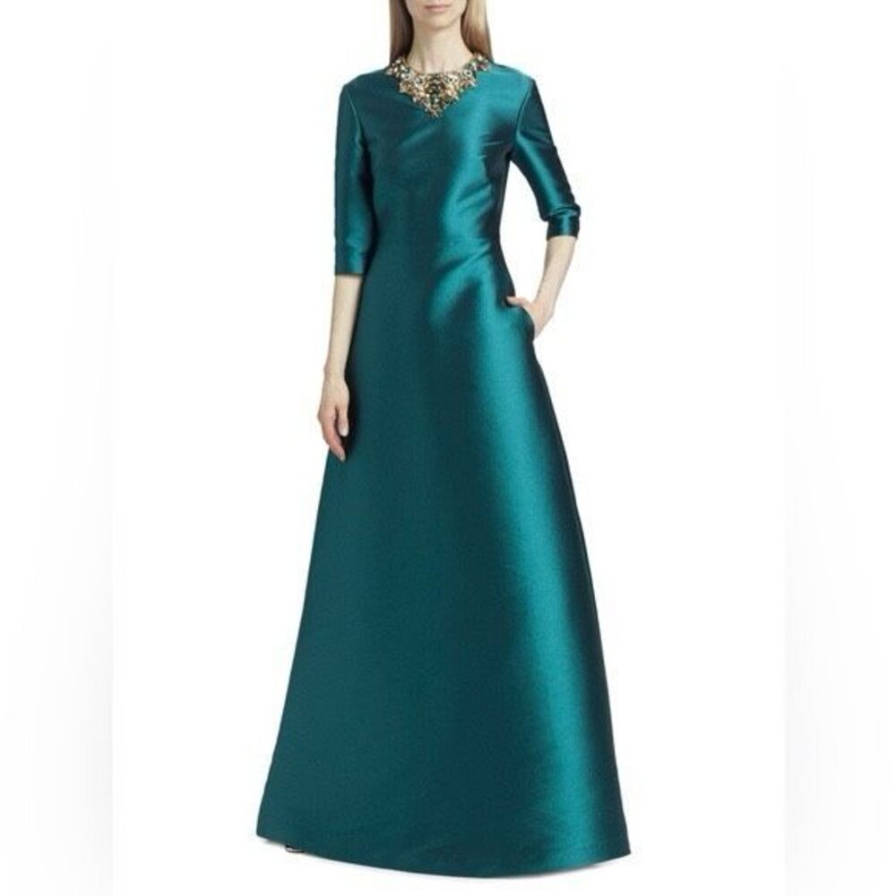 Reem Acra Mikado Embellished Gown Size XS $2499